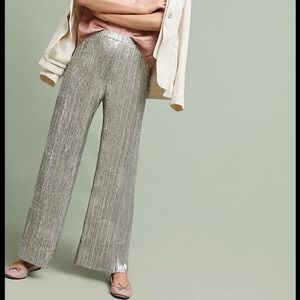 Anthropologie XS Zora Metallic Wide Leg Trousers